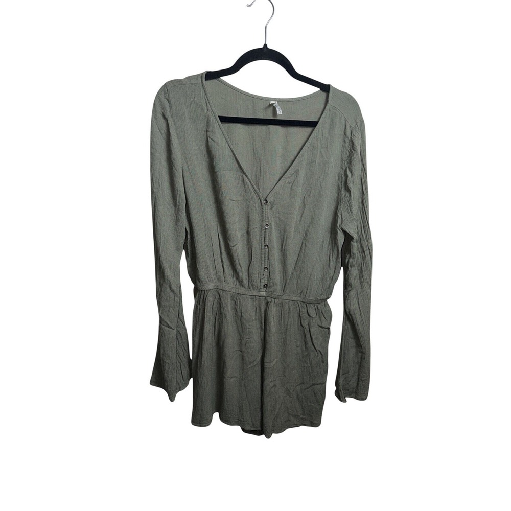Mudd Romper Bell Sleeve L Green Boho Festival Summer‎ Casual Gauze